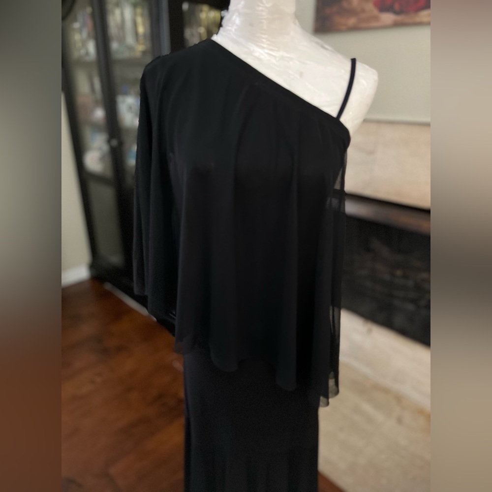 Ballroom Smooth one shoulder practice dance dress black - Picture 7 of 14